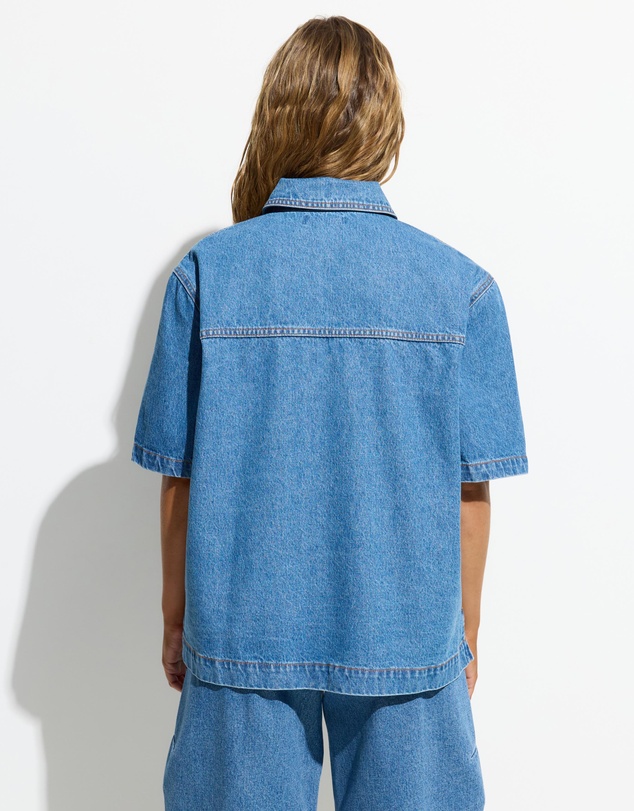 Dazie - Golden Nights Short Sleeve Denim Shirt