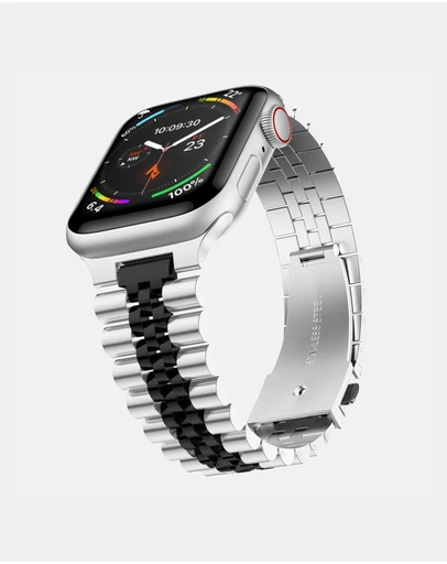 Friendie - Stainless Steel Link Bracelet Band - The Perth - Apple Watch Compatible