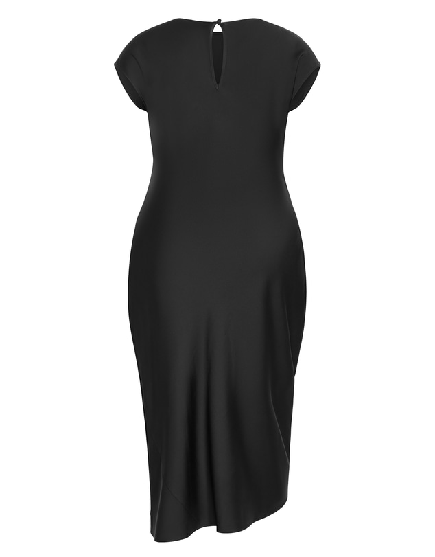 City Chic - Plus size Beatrix Knot Satin Dress - black