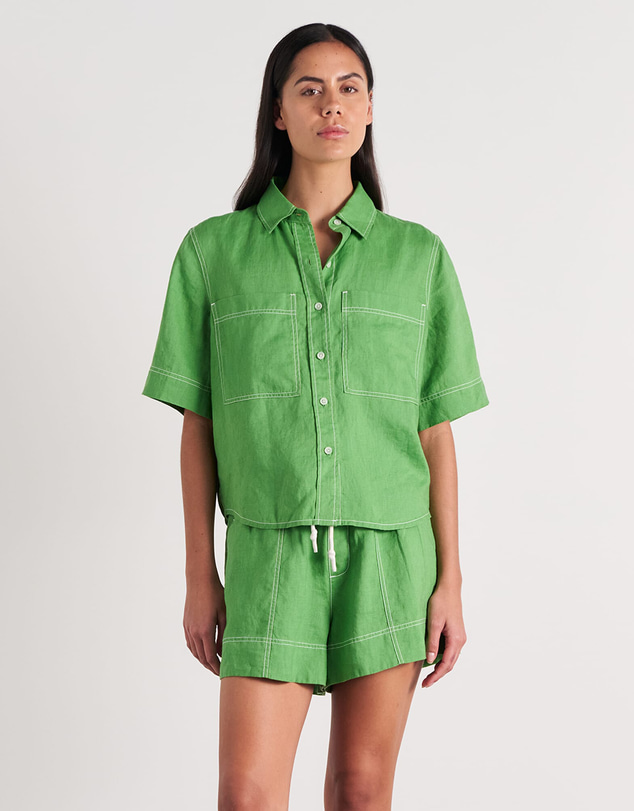 Jag - Gigi Linen Relaxed Short Sleeve Shirt