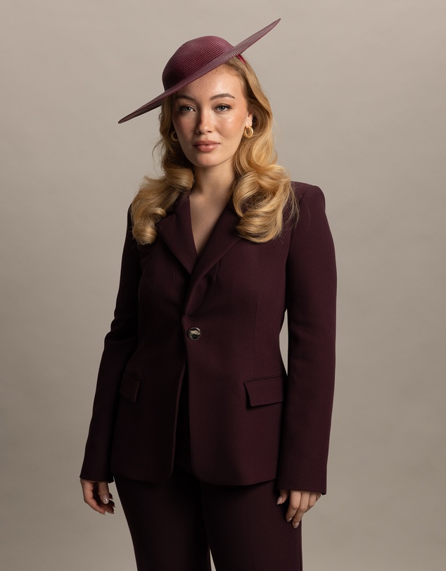 Morgan & Taylor - Mona Racewear Plate Hat in Burgundy Red