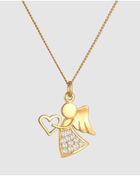 Elli Jewelry - Necklace Angel Heart Talisman Symbol with Zirconia Crystals in 925 Sterling Silver Gold Plated