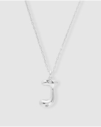 Wanderlust + Co - Alphabet Bubble Silver Necklace - Letter J