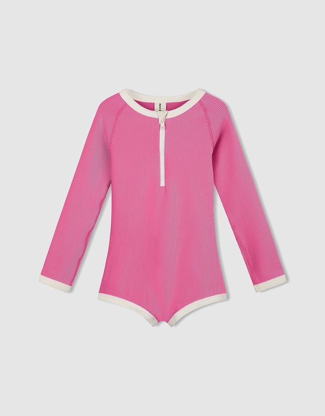 Zulu & Zephyr Mini - Mini Stripe Rib Rashie Onesie - Kids