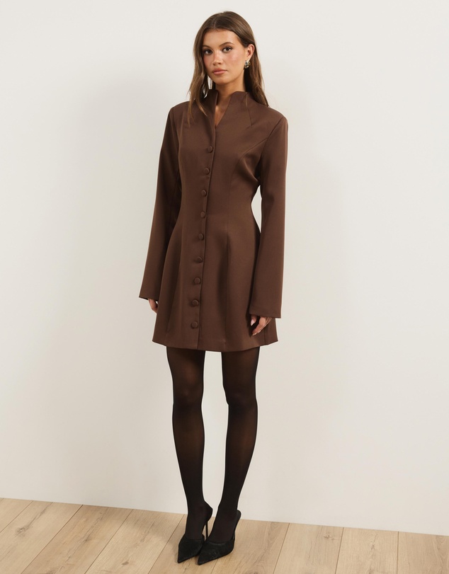 Atmos&Here - Anya Long Sleeve Button Down Mini Dress