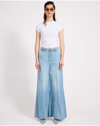 ONE TEASPOON - Hollywoods High Waist Wide Leg Denim Jeans - Cool Blue
