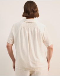 Atmos&Here Curvy - Josie Linen Blend Short Sleeve Shirt