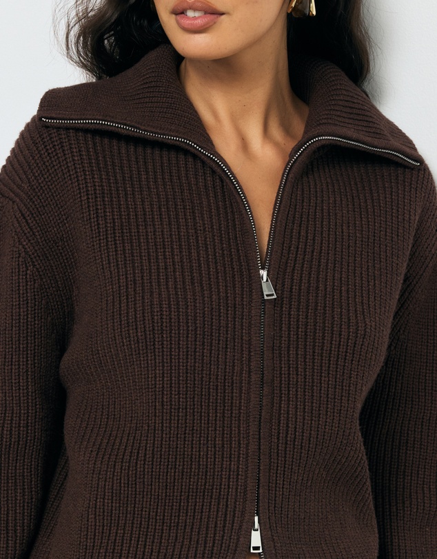 AERE - Clea Organic Cotton Zip Cardigan