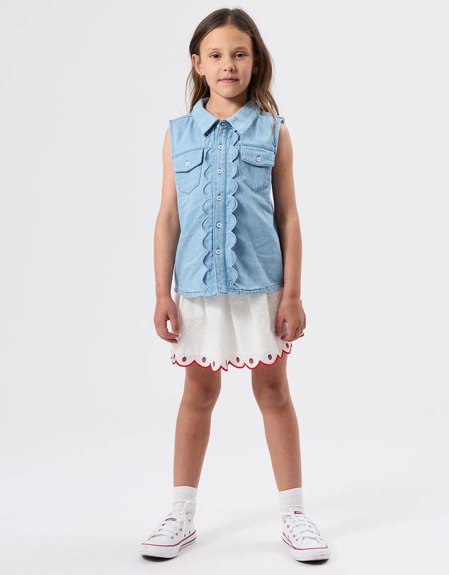 Goldie + Ace - Scallop Hem Strawberry Skirt - Kids
