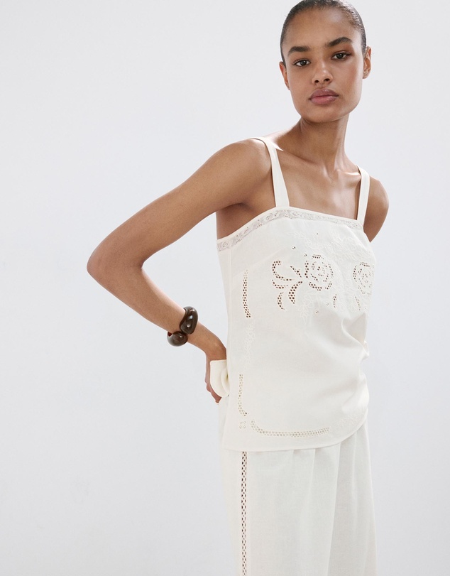 M.N.G - Embroidered Broderie Anglaise Top
