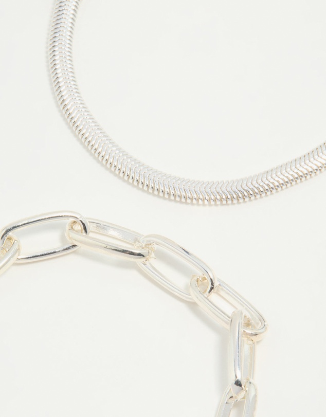 Lovisa - Silver Mixed Chains Bracelet 3-Pack