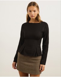 Atmos&Here - Sapna Linen Blend Long Sleeve Pintuck Blouse