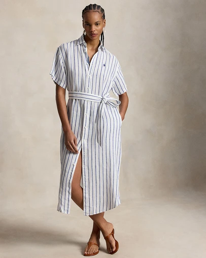 Polo Ralph Lauren - Striped Linen Short-Sleeve Shirtdress