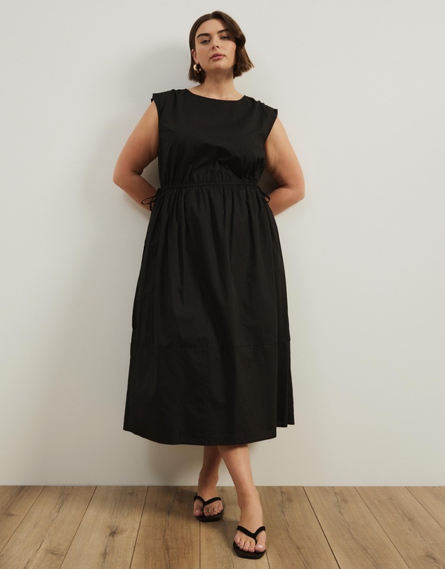 Atmos&Here Curvy - Cora Drawstring Poplin Midi Dress