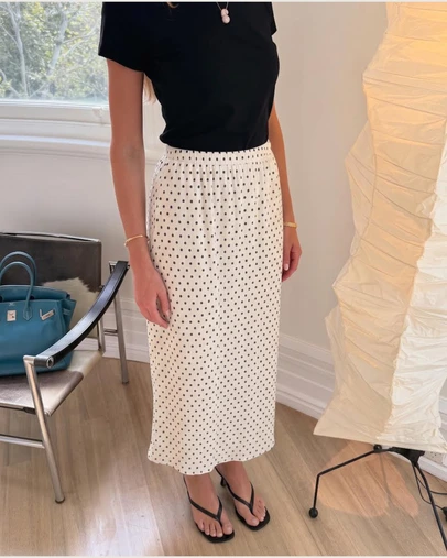 Atmos&Here - Plisse Polka Dot Maxi Skirt