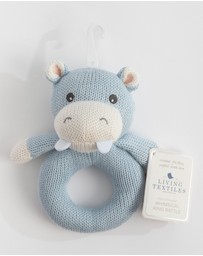 Living Textiles - Knitted Ring Rattle - Henry the Hippo