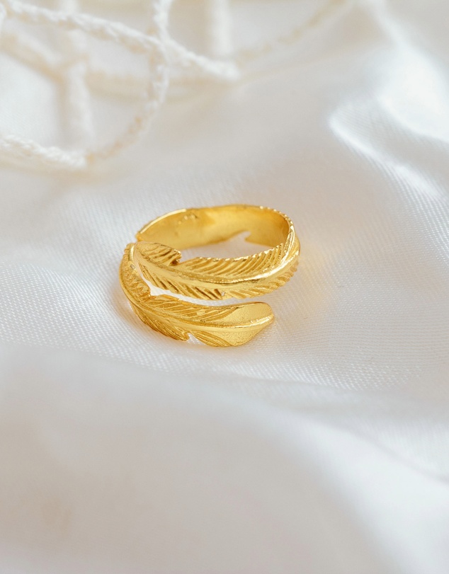 Ottoman Hands - Gold Feather Ring