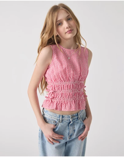 Decjuba Kids - Ash Gingham Tie Top - Teens