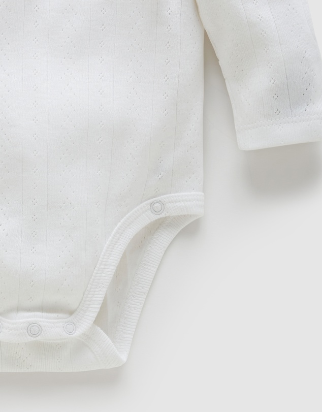Purebaby - Ess Pointelle LS Wrap Bodysuit-Babies