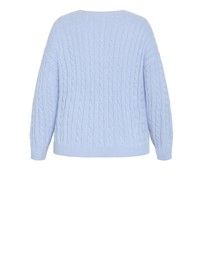 City Chic - Plus size Kenia Crew Neck Knit Jumper - sky blue