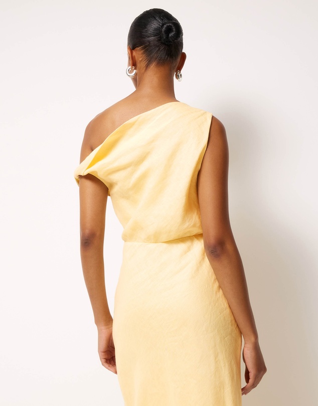 AERE - Fia Linen Draped Off Shoulder Maxi Dress