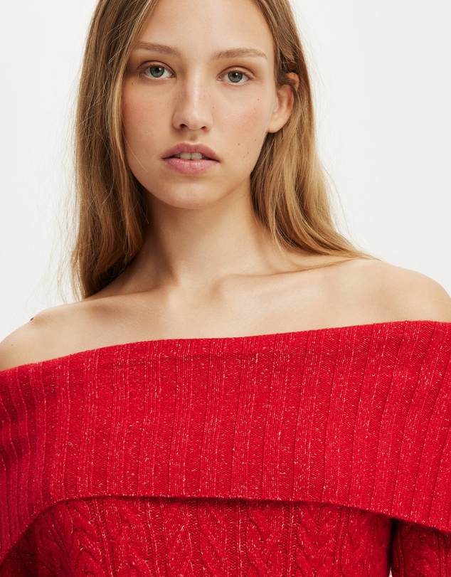 Cotton On - Fluffy Cable Off Shoulder Knit