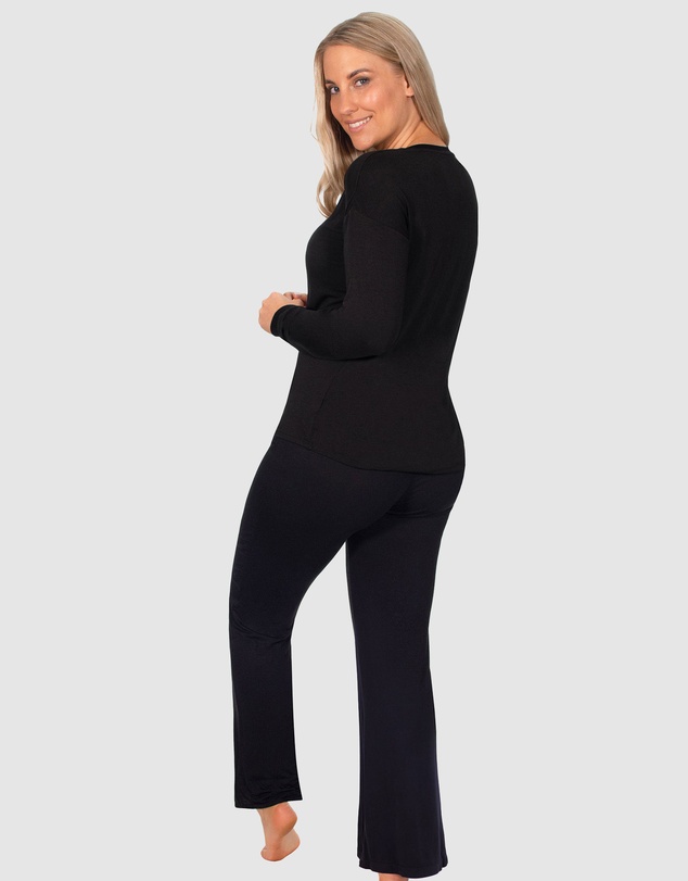 B Free Intimate Apparel - Bamboo Long Sleeve Top and Flare Pants Pyjama Set