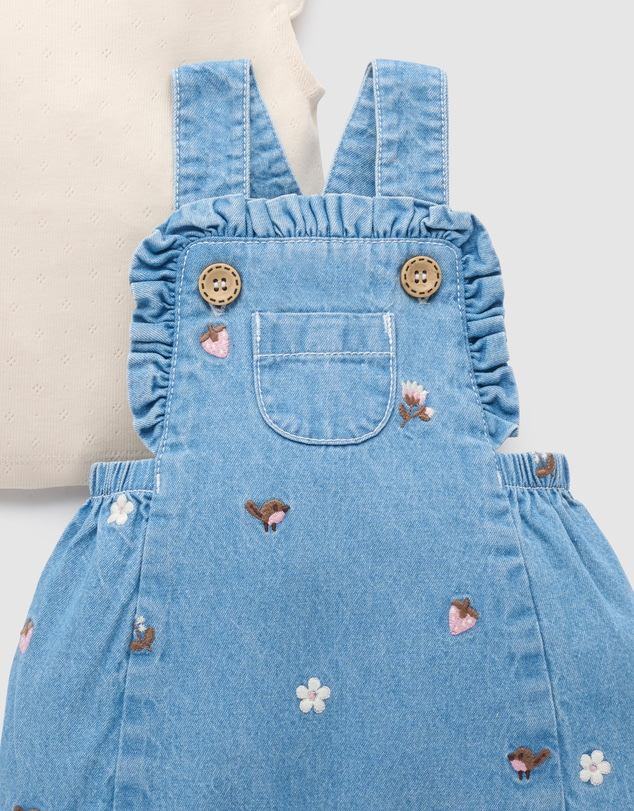 Purebaby - Broderie Overall Set-Kids-Babies
