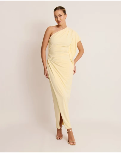 Six Stories - Asymmetric Stretch Gathered Maxi Dress