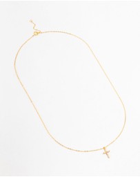 Lovisa - Gold Plated Sterling Silver Cubic Zirconia Cross Necklace