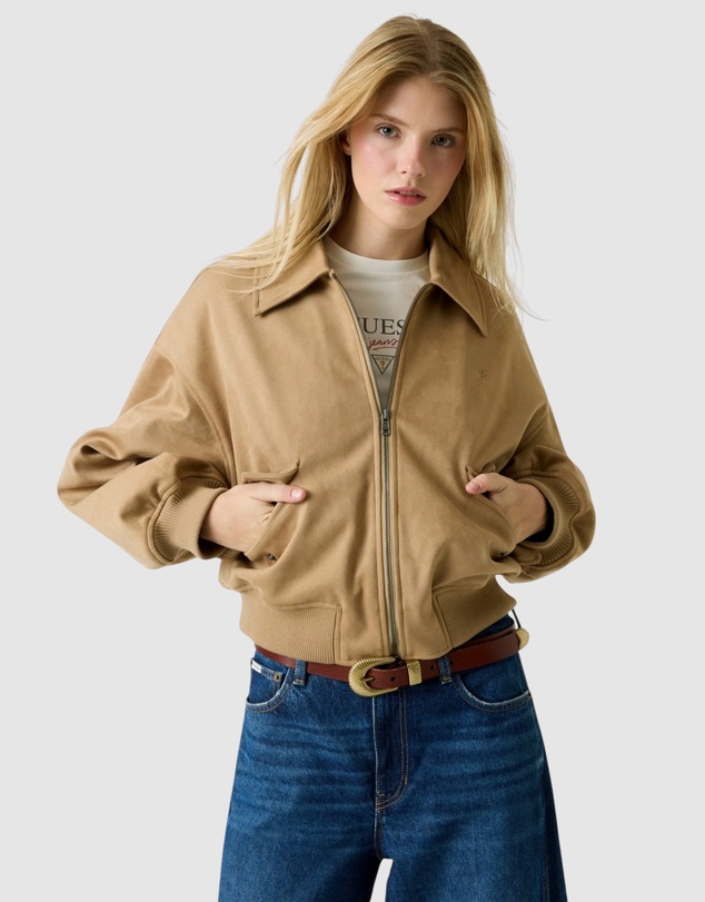 GUESS Jeans - GUESS JEANS Faux Suede Bomber Jacket