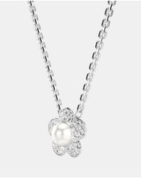 Swarovski - Ariana Grande x Swarovski Pendant, Crystal Pearl, Round Cut, Flower, White, Rhodium Plated