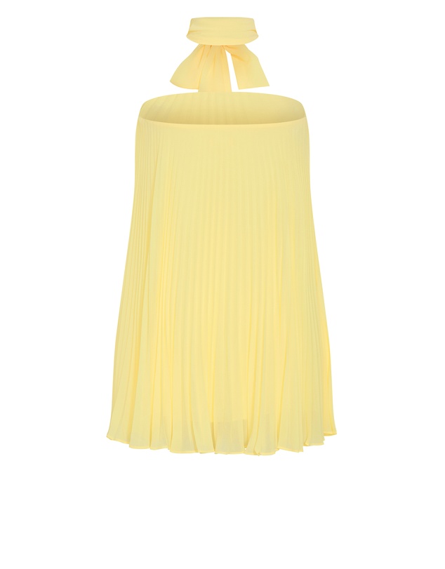 City Chic - Aida Strapless Pleat Mini Dress - lemon zest