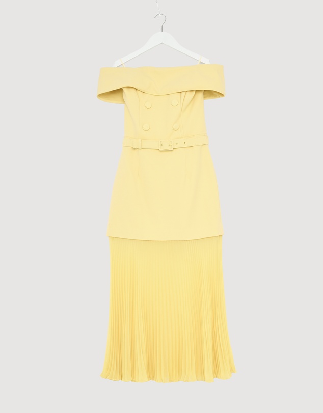 Revibe - Repaired Rebecca Vallance Muriel Off the Shoulder Midi Dress - AU 6