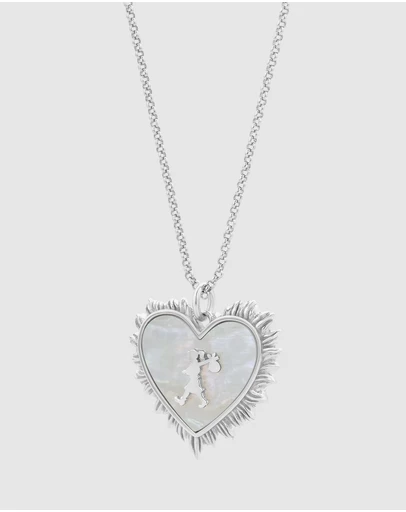 Karen Walker - Runaway Flaming Mother Of Pearl Heart Necklace 55cm