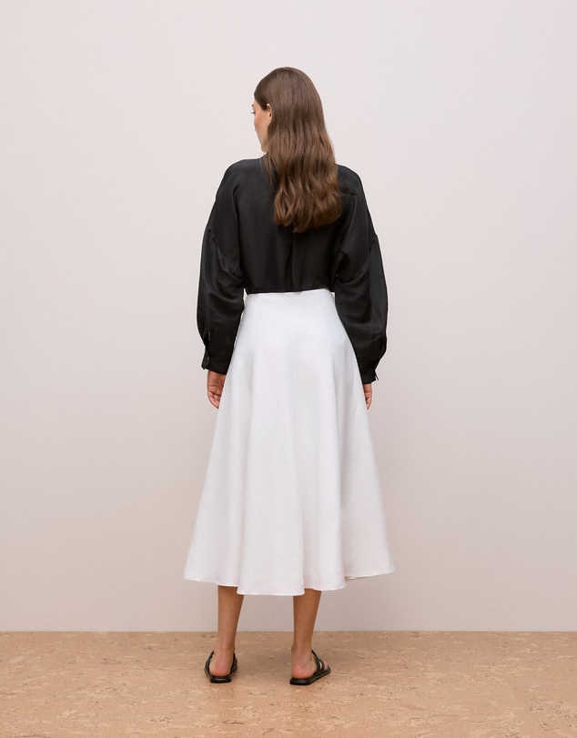 Trenery - Textured Flare Midi Skirt in White