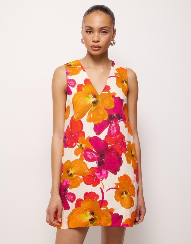 AERE - Odette Linen V Neck Shift