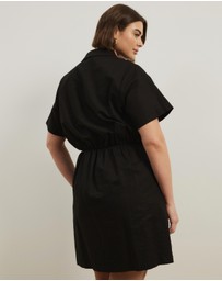 Atmos&Here Curvy - Remi Linen Blend Mini Shirt Dress