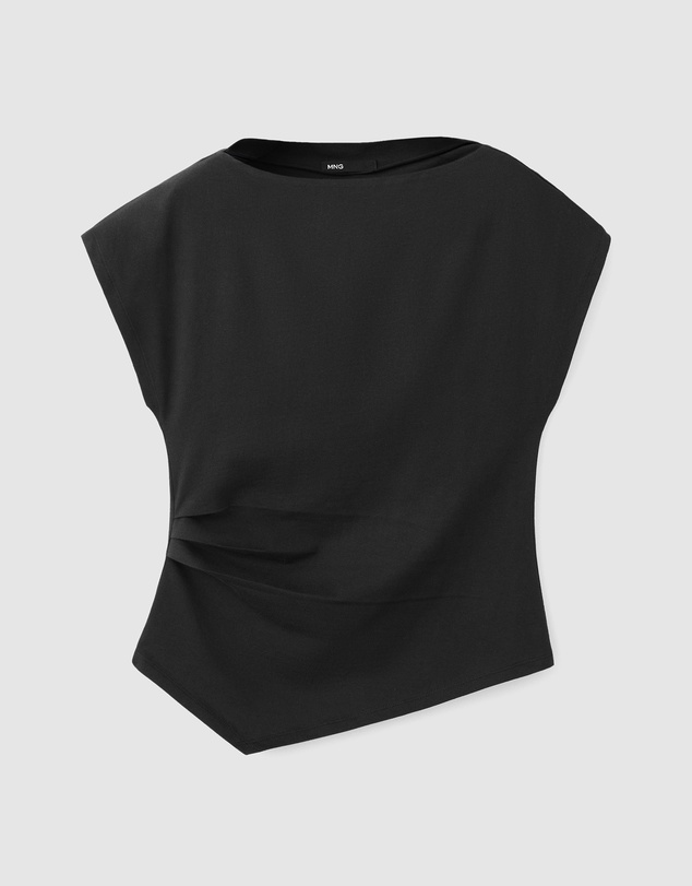 M.N.G - Cotton T-Shirt with Asymmetrical Hem