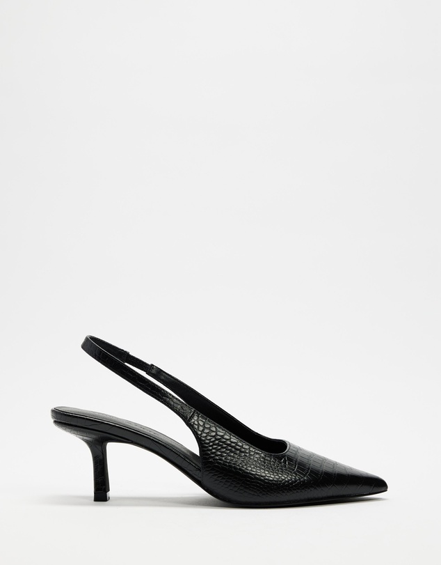 Atmos&Here - Zaria Textured Leather Sling Back Heels
