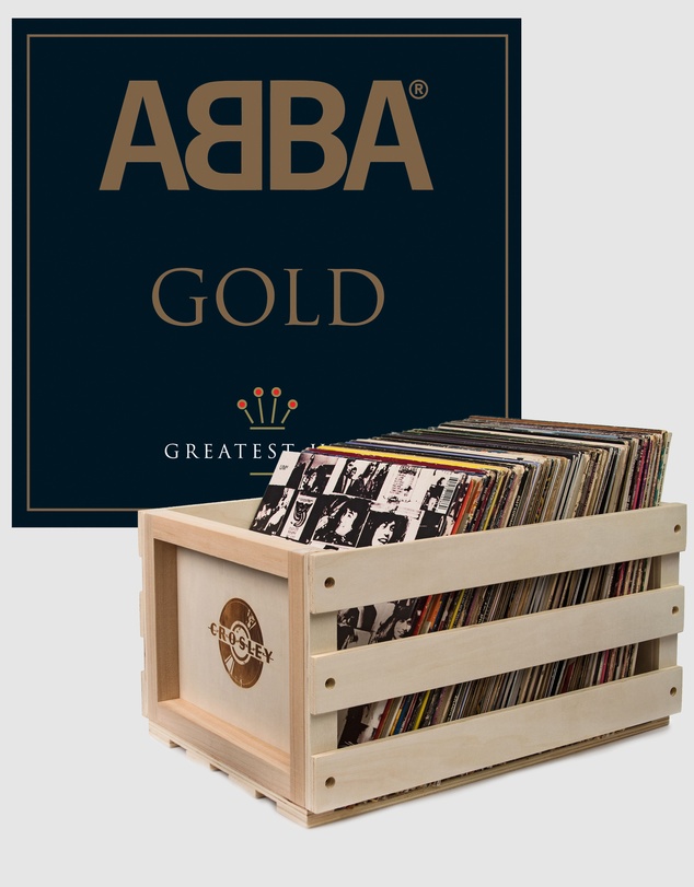 Universal Music - Crosley Record Storage Crate & Abba Gold - Double Vinyl Album Bundle