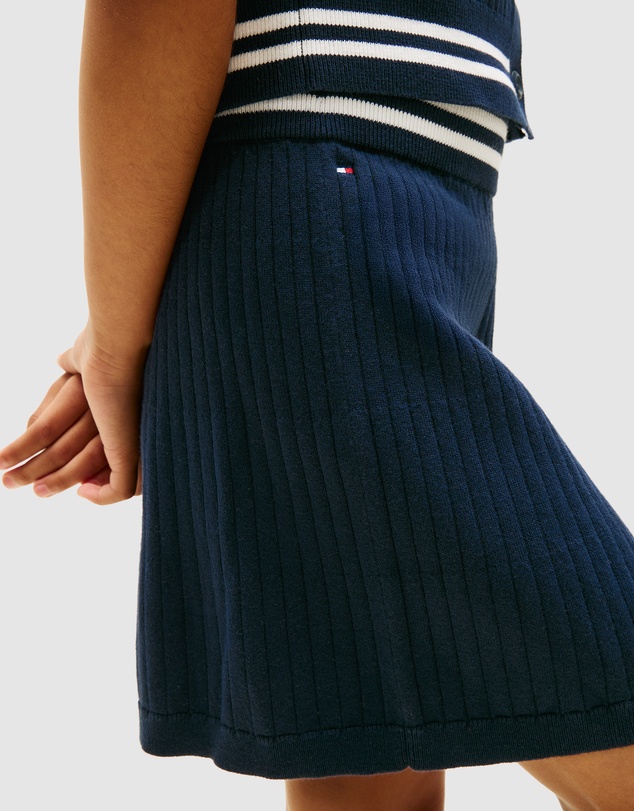 Tommy Hilfiger - Girls Logo Embroidery Rib-Knit Skirt - Teens