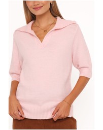 Petal & Pup - Bels Short Sleeve Collar Knit Sweater - Pink