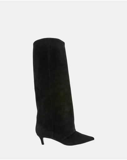 Steve Madden - Luca Black Suede Heeled Boots