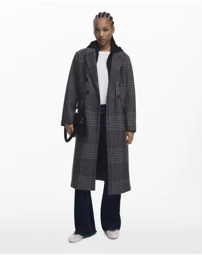 Desigual - Tartan coat removable hood