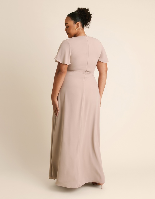 Six Stories - Knot Front Flutter Sleeve Chiffon Bridesmaid Dress