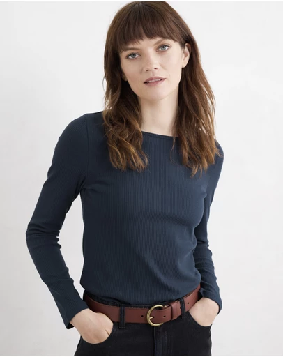 Seasalt - Seasalt Cornwall Navy Gorse Lane Rib Top