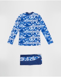 Bluesalt Beachwear - Hawaiian Palms Long Sleeve Rash Top and Matching Jammer Pant Set