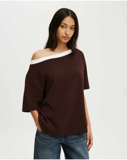 Cotton On - Boxy Off Shoulder Short Sleeve Tee