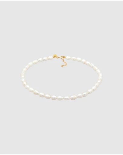Elli Jewelry - Necklace Choker Baroque with Freshwater Cultured Pearls in 925 Sterling Silver Gold Plated